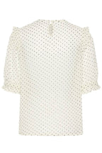 Sabatina Blouse, Turtledove Black Tiny Dots