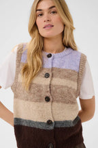 Seraphina Knit Vest, Chocolate Lilac Multi Stripe