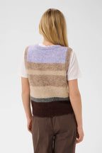 Seraphina Knit Vest, Chocolate Lilac Multi Stripe