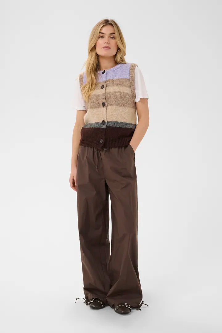Seraphina Knit Vest, Chocolate Lilac Multi Stripe