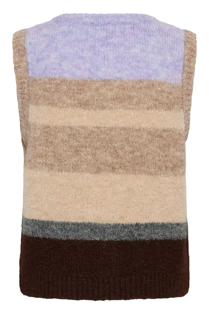 Seraphina Knit Vest, Chocolate Lilac Multi Stripe
