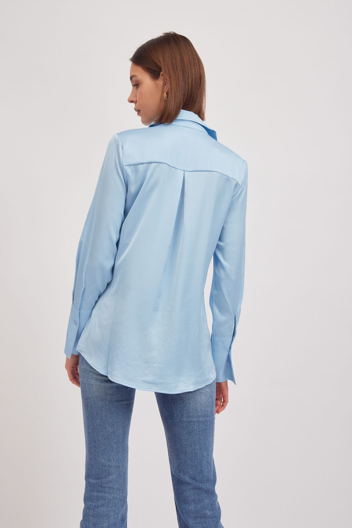 Alexis Satin Shirt, Blue