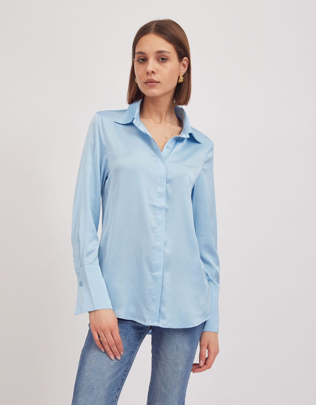 Alexis Satin Shirt, Blue