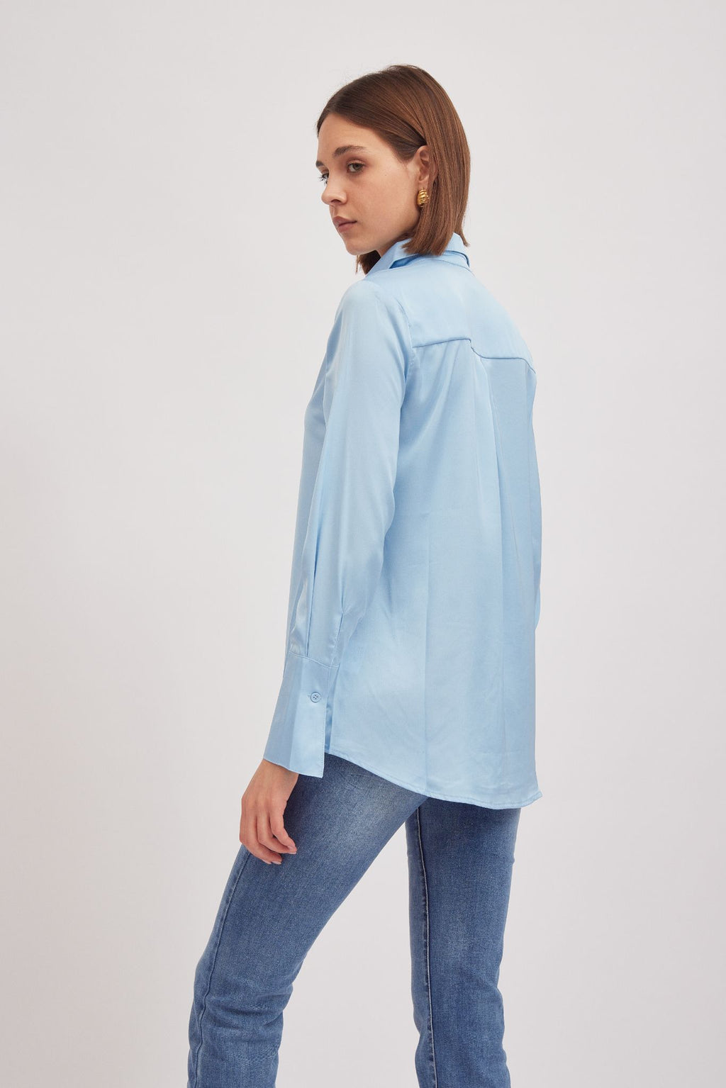 Alexis Satin Shirt, Blue