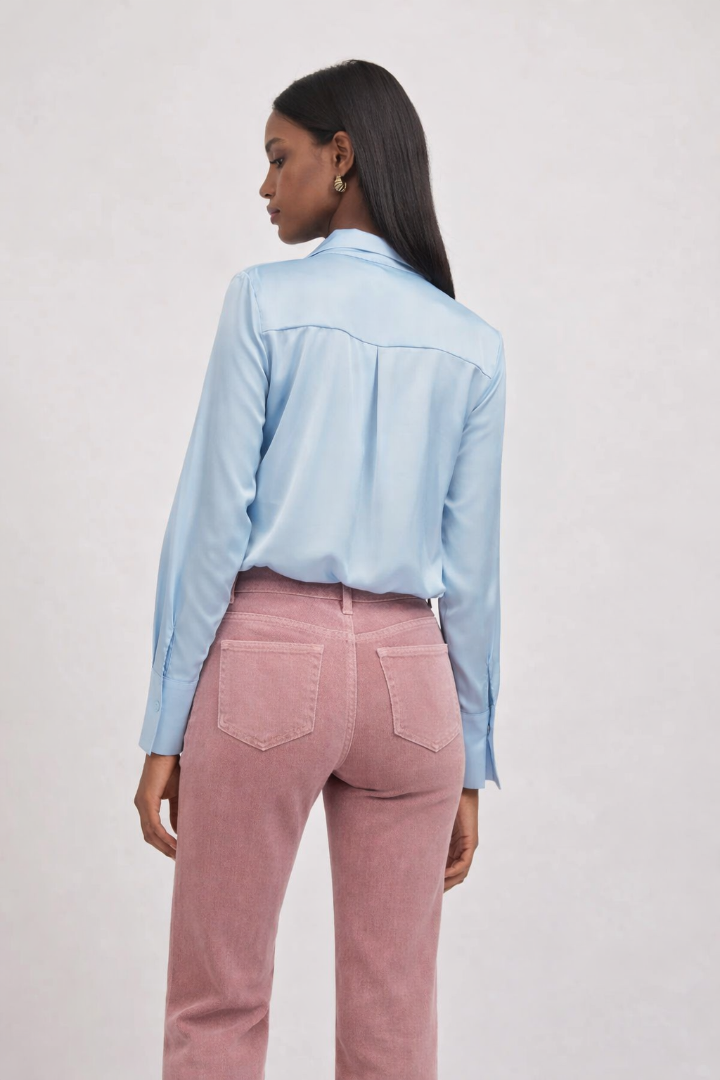 Alexis Satin Shirt, Blue