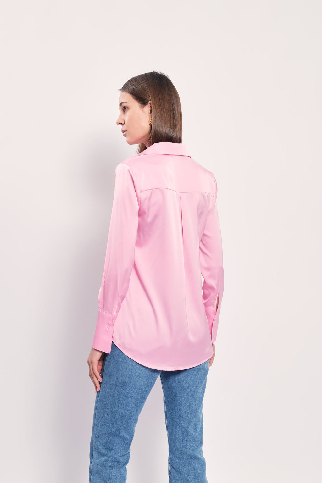 Alexis Satin Shirt, Pink
