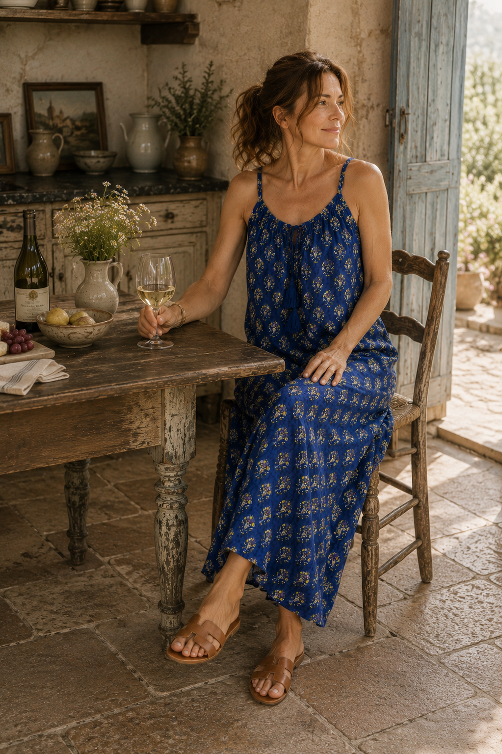Amanda Dress, Floral Royal Blue