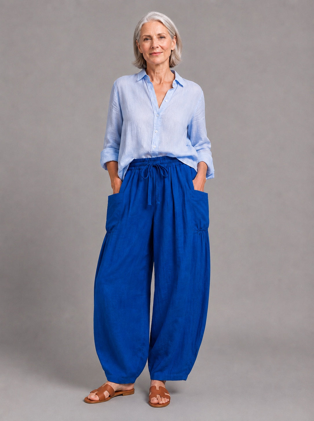 Bracken Linen Trouser, Cobalt Blue