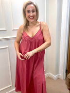 Cynthia Cotton Dress, Deep Crimson