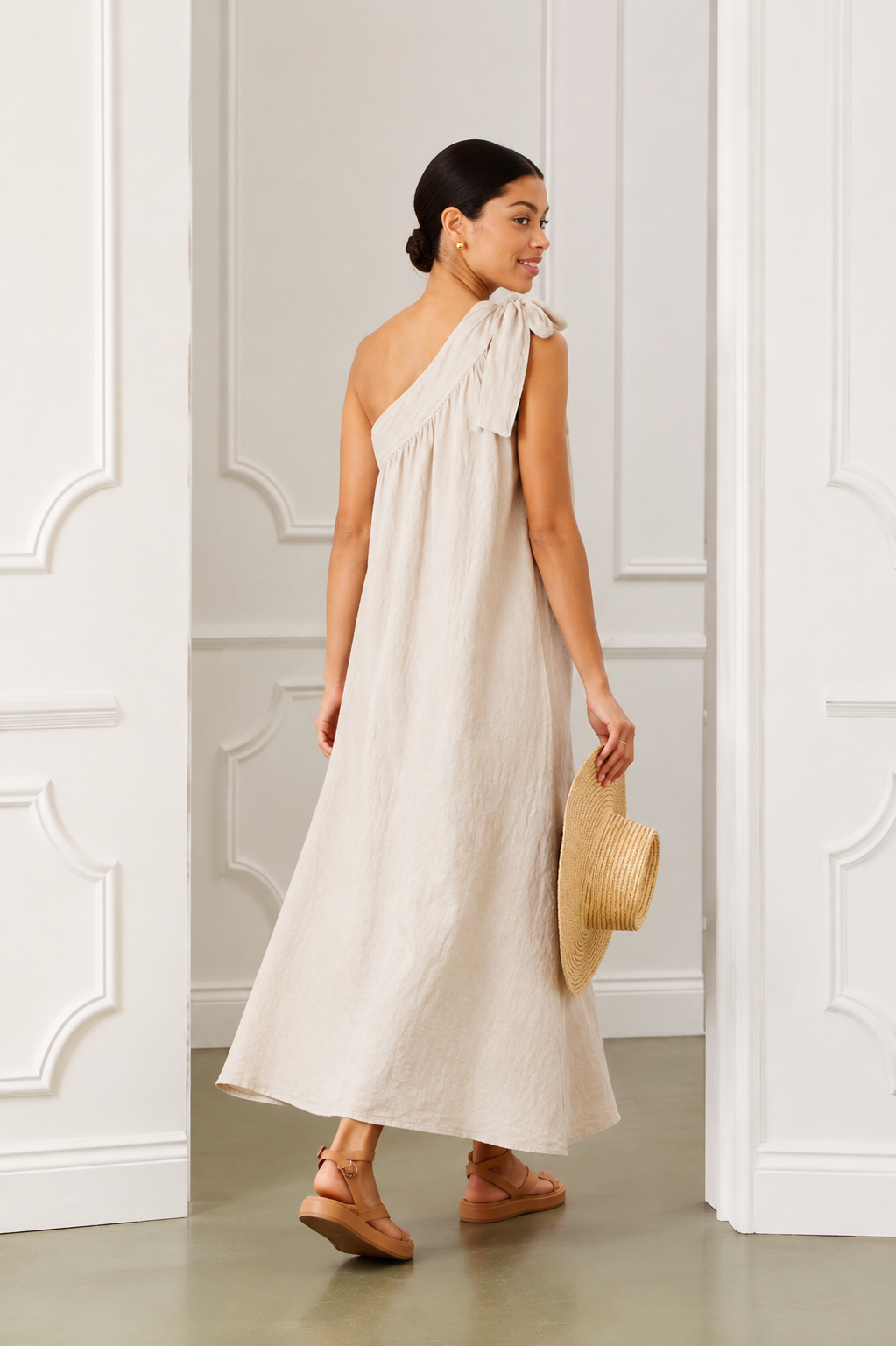 Daria Linen Dress, Oatmeal