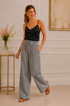 Dean Cotton Trouser, Black Stripe