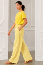 Dean Cotton Trouser, Yellow Stripe