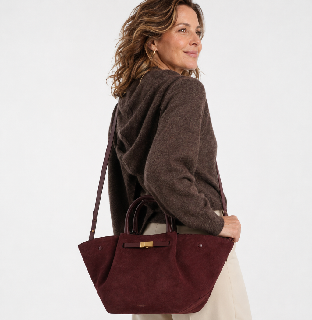 Demelza Suede Bag, Wine