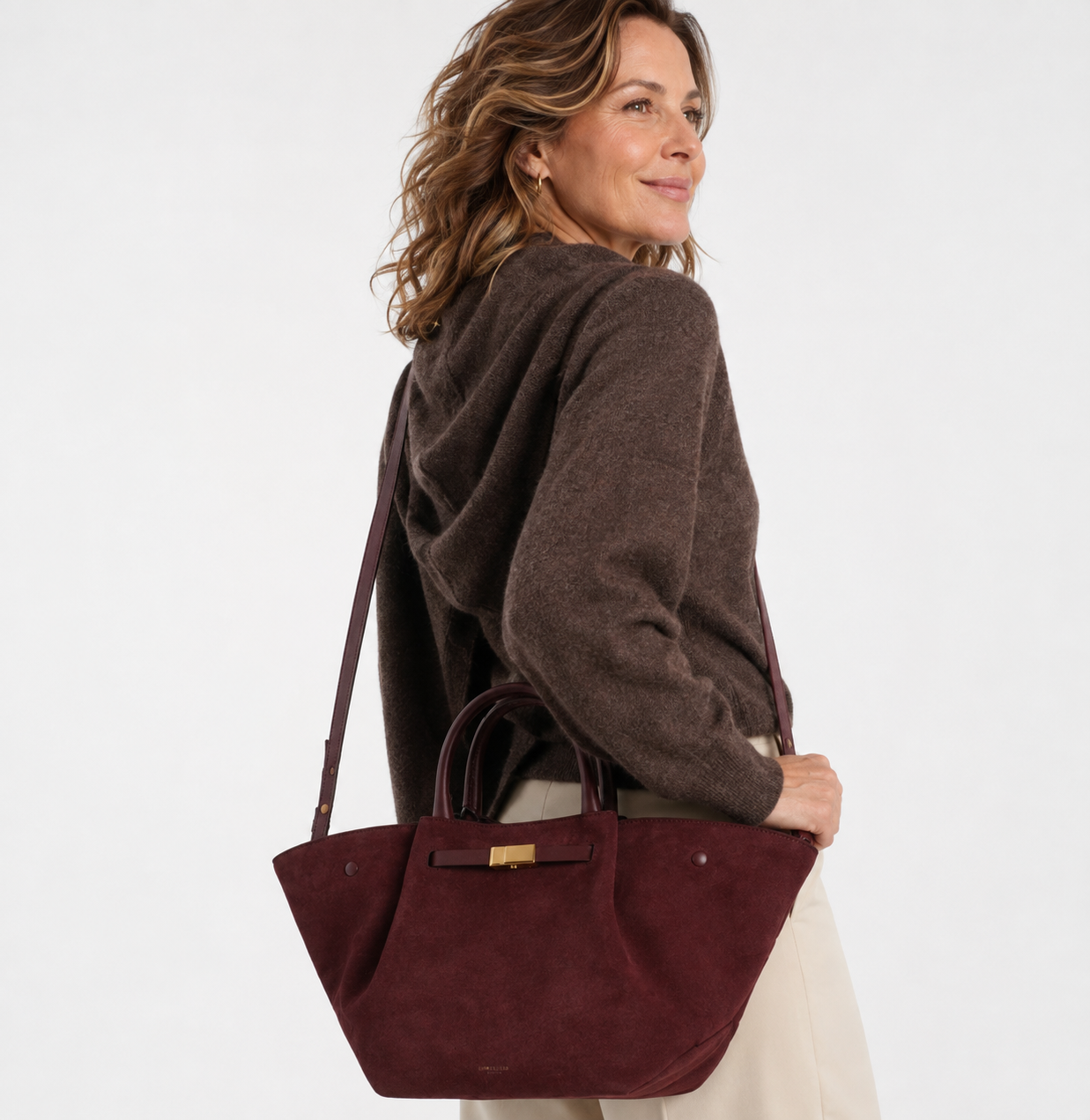 Demelza Suede Bag, Wine