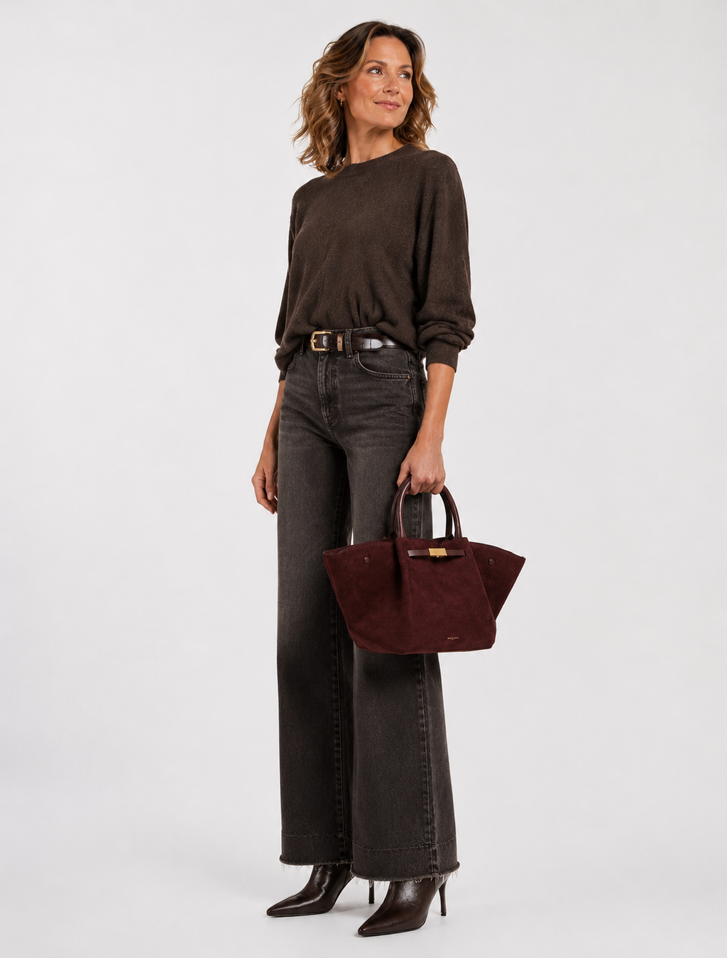 Demelza Suede Bag, Wine