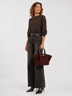 Demelza Suede Bag, Wine