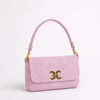 Elena Premium Suede Bag, Peony Pink