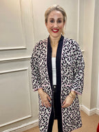 Fiona Edge-to-Edge Cardigan, Pink & Black Leopard print