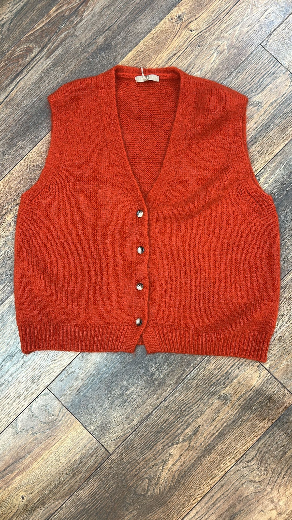Gaia Knitted Vest, Burnt Orange