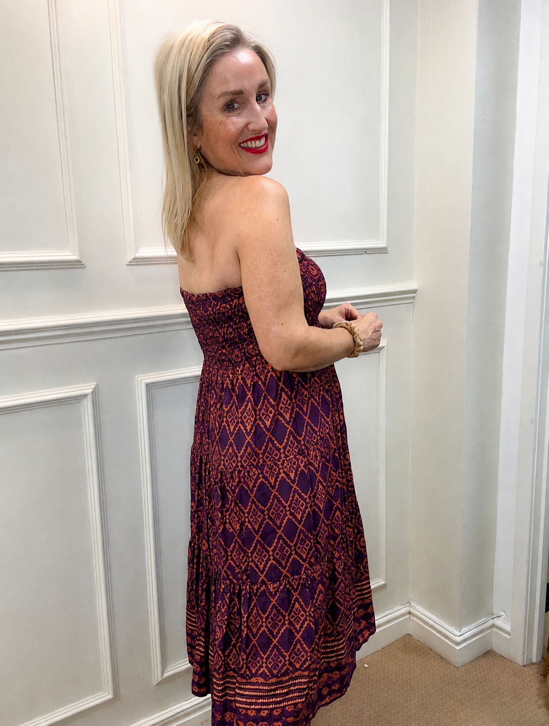 Gaynor Viscose Skirt Dress, Plum