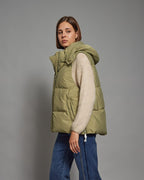 Gena Hooded Puffer Gilet, Khaki
