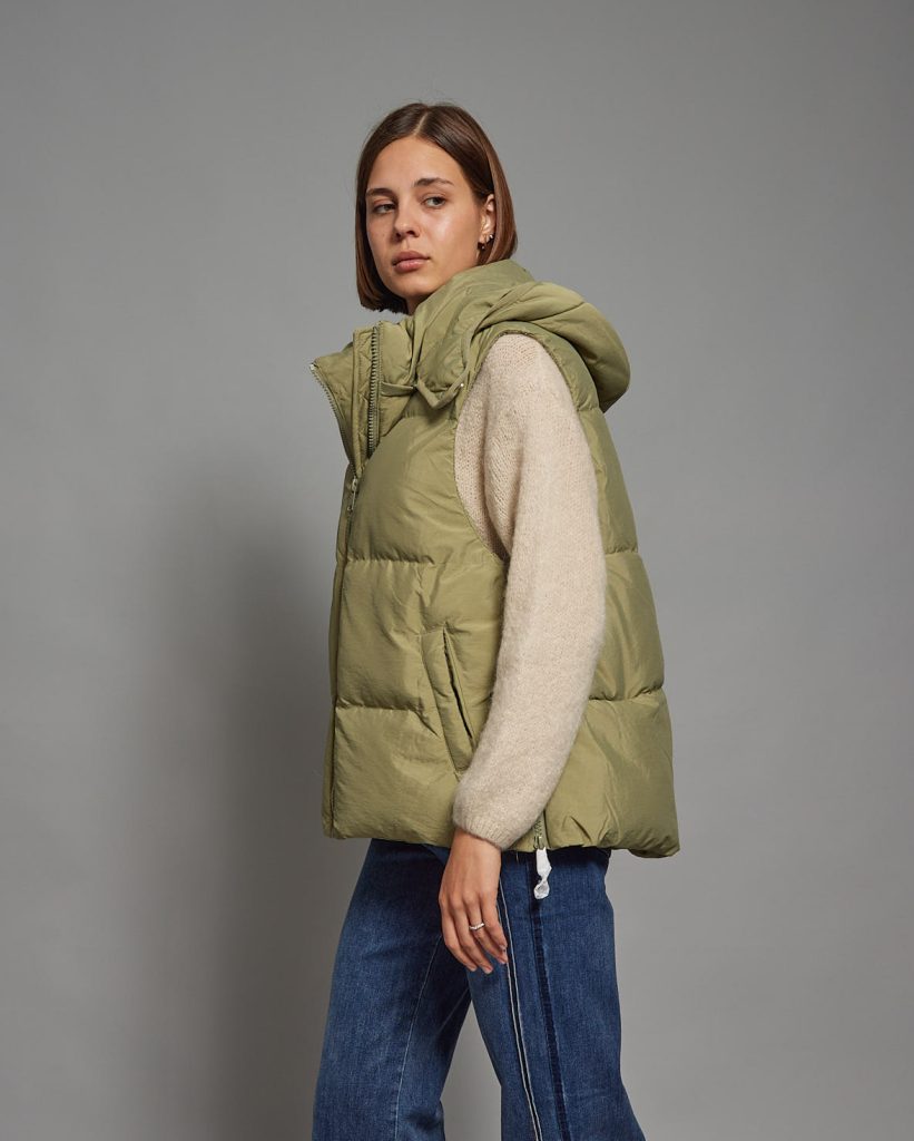 Gena Hooded Puffer Gilet, Khaki