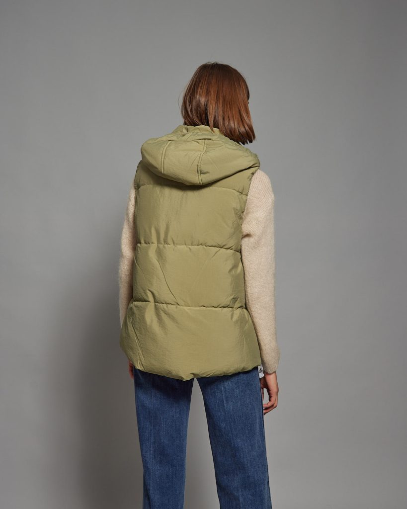 Gena Hooded Puffer Gilet, Khaki
