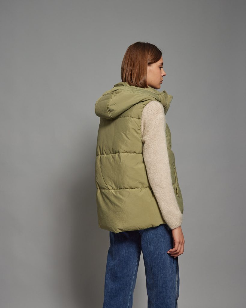 Gena Hooded Puffer Gilet, Khaki