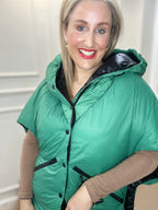 Georgia Reversible Puffer Gilet, Green & Black