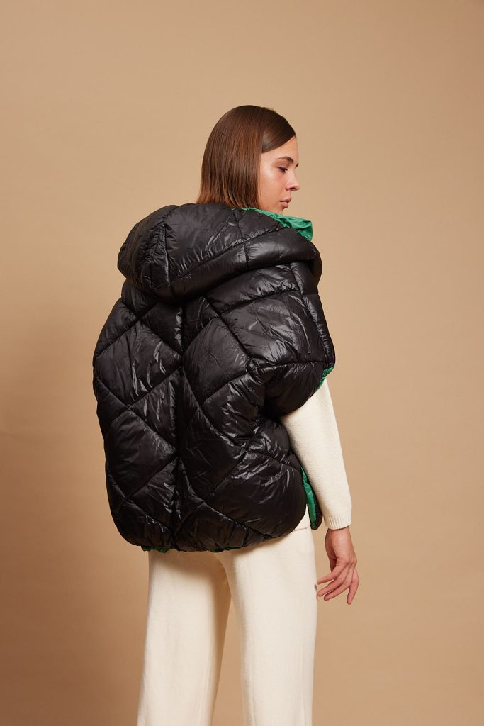 Georgia Reversible Puffer Gilet, Green & Black