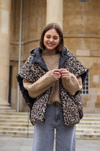 Georgia Reversible Puffer Gilet, Leopard & Black