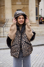 Georgia Reversible Puffer Gilet, Leopard & Black