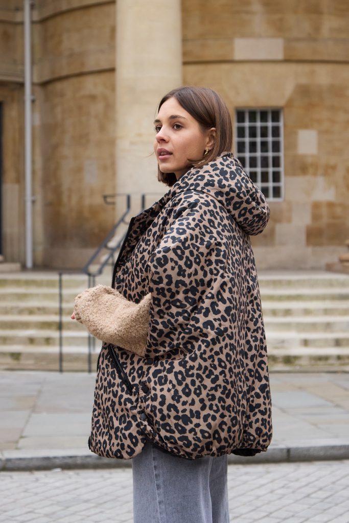 Georgia Reversible Puffer Gilet, Leopard & Black