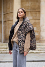 Georgia Reversible Puffer Gilet, Leopard & Black