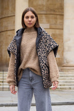 Georgia Reversible Puffer Gilet, Leopard & Black