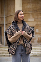 Georgia Reversible Puffer Gilet, Leopard & Black