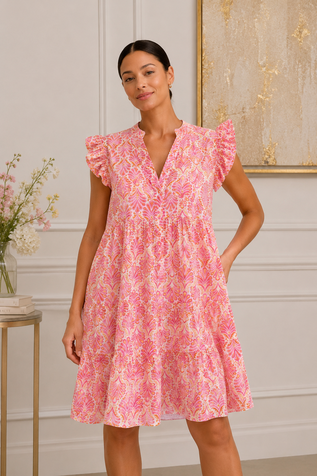 Ghada Cotton Dress, Pale Pink
