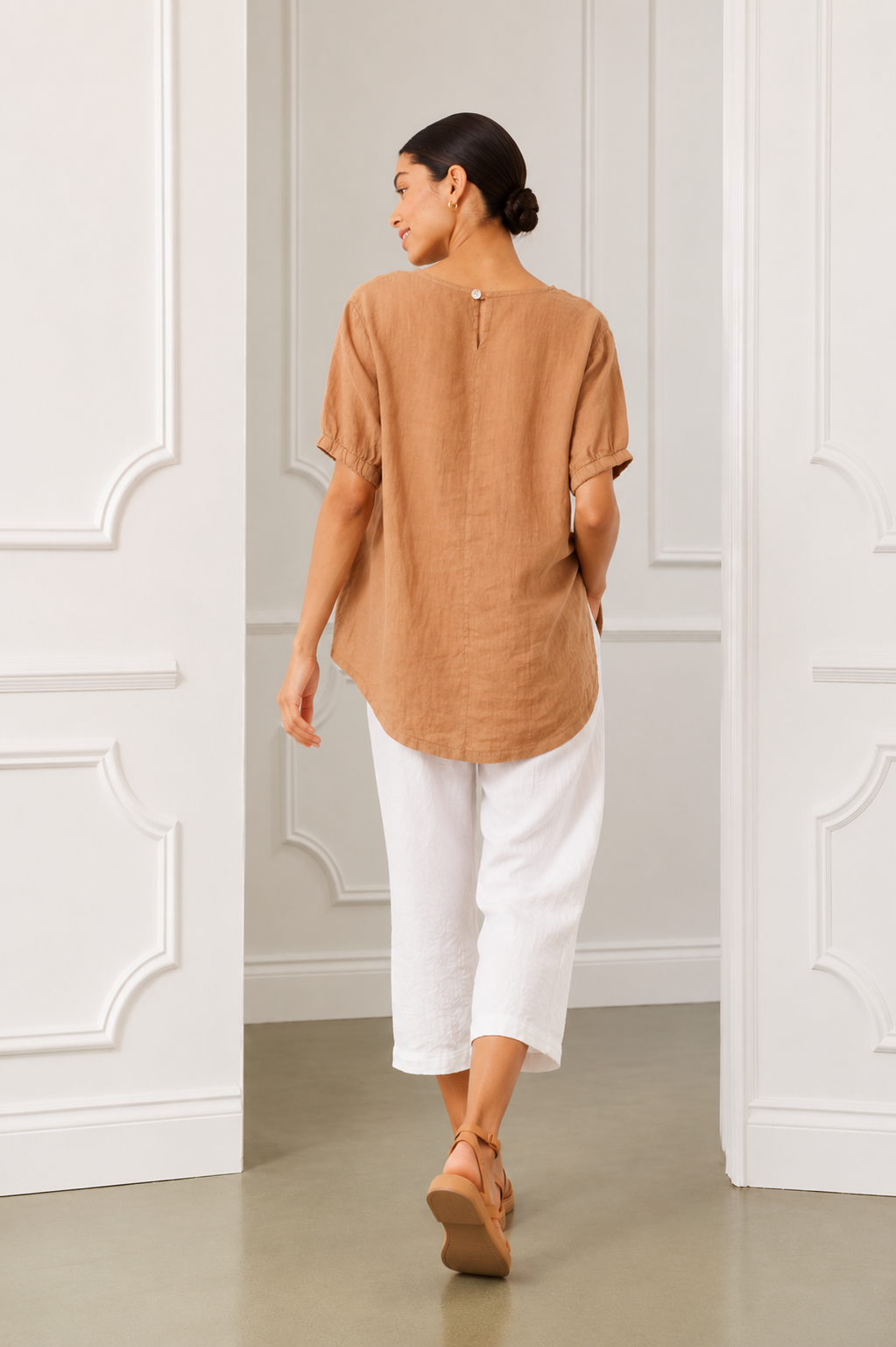 Hester Linen Top, Camel