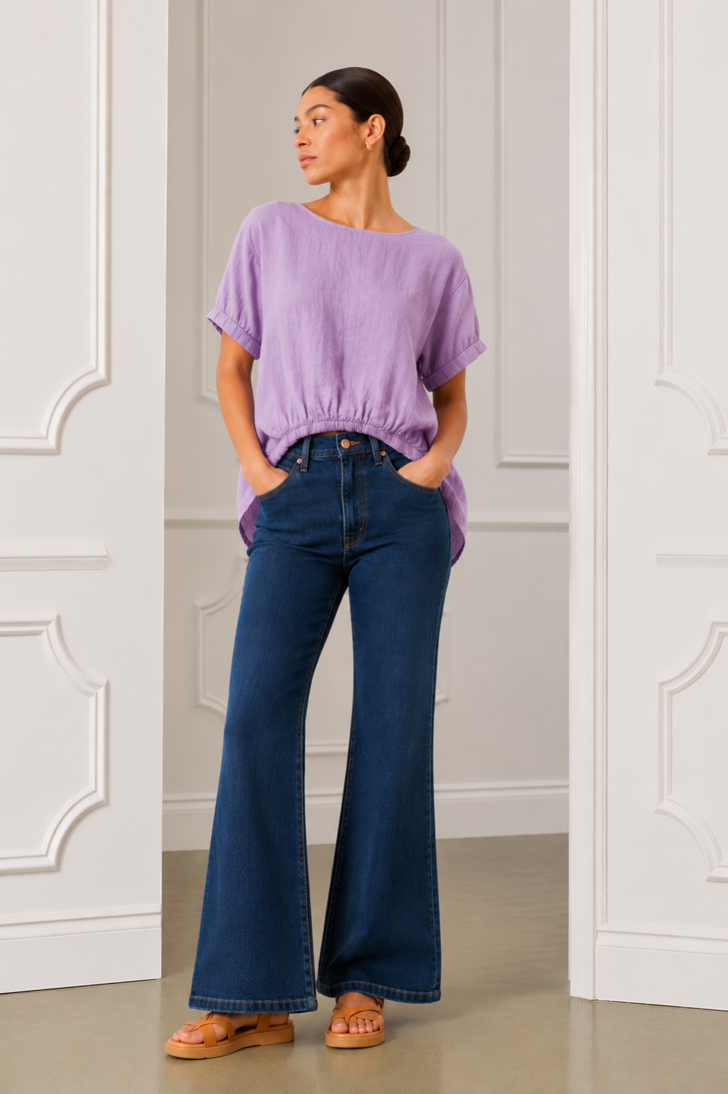 Hester Linen Top, Lilac