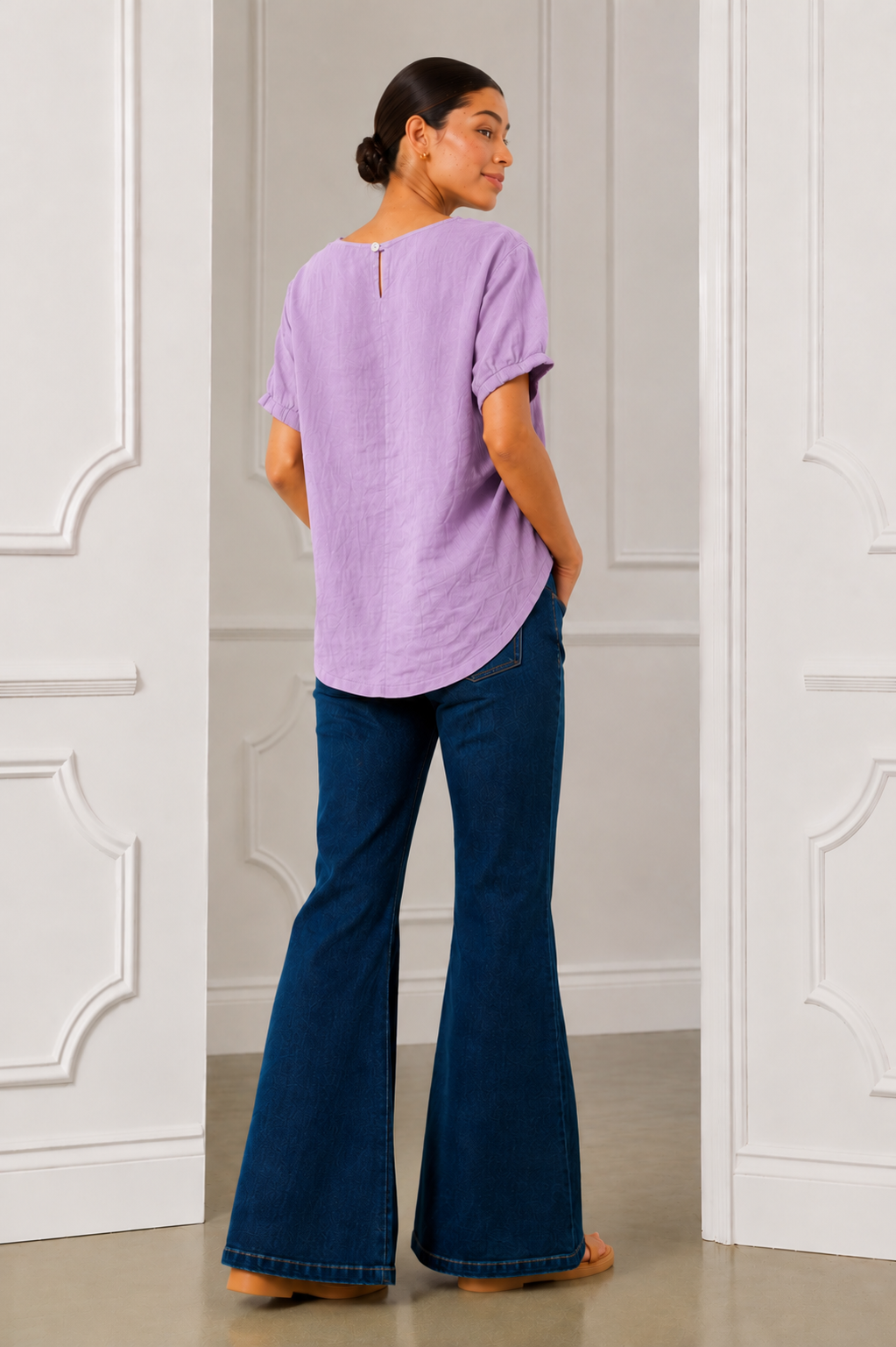 Hester Linen Top, Lilac