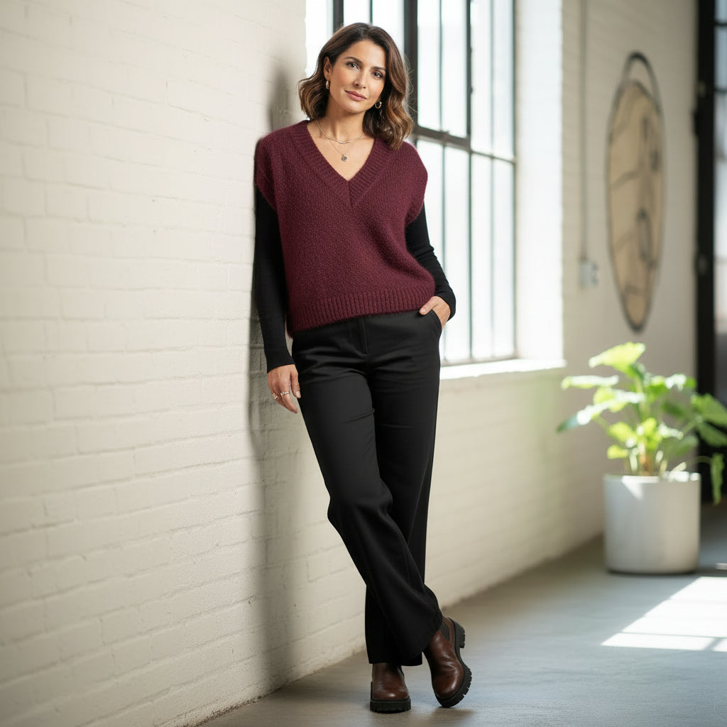 Julie Lofty Tank, Burgundy