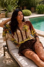 Lissom Viscose Top, Brown Print