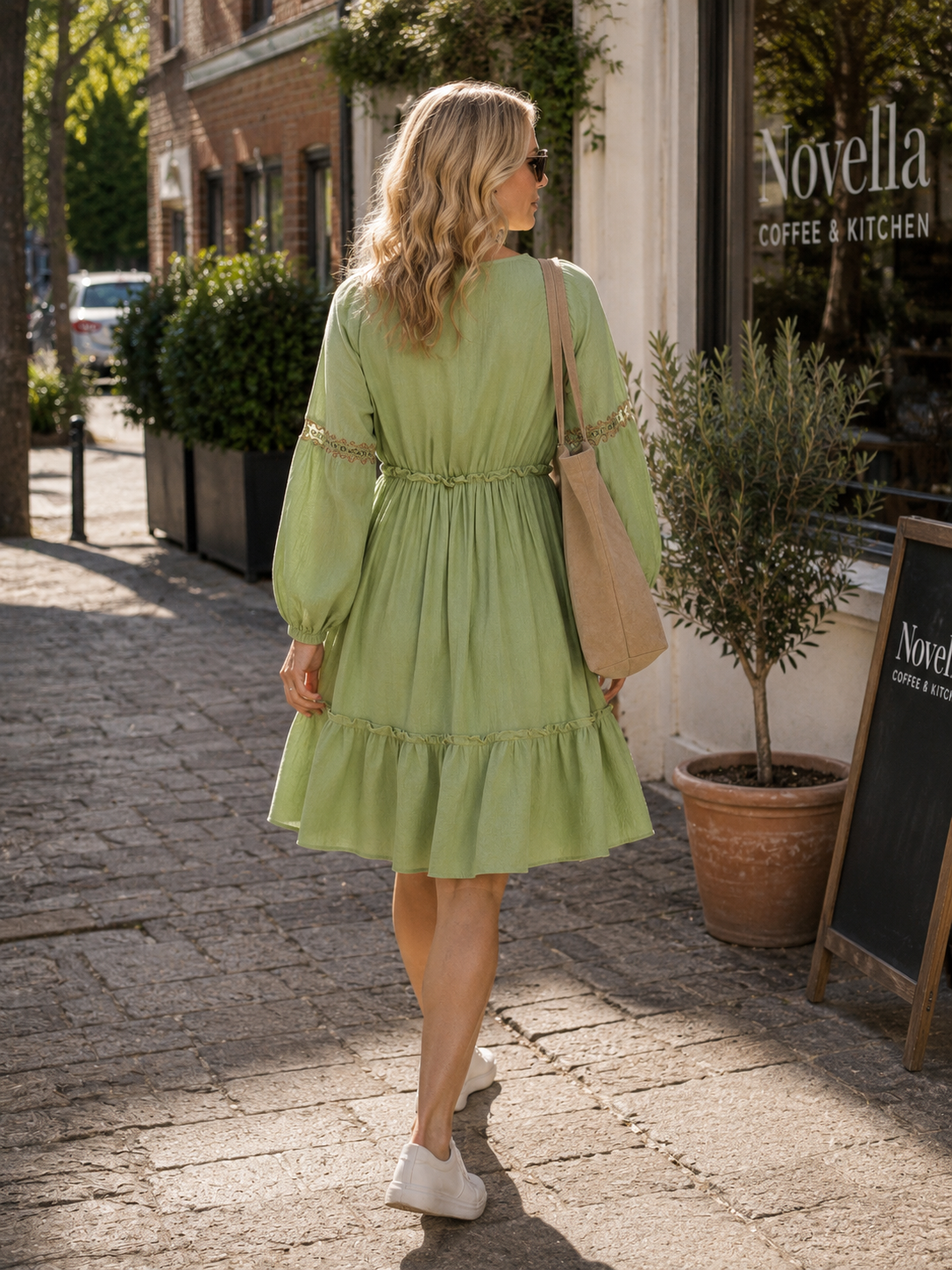 Luisa Viscose Kaftan Dress, Green Chartreuse