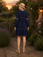 Luisa Viscose Kaftan Dress, Indigo