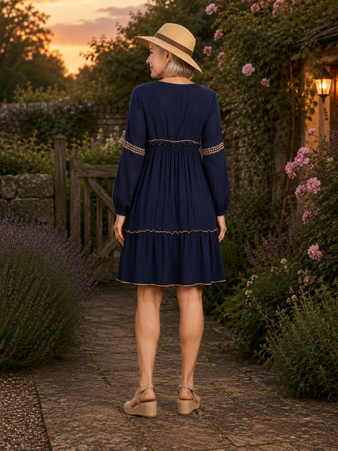 Luisa Viscose Kaftan Dress, Indigo