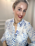 Maggie Blouse, Cobalt Blue Spot