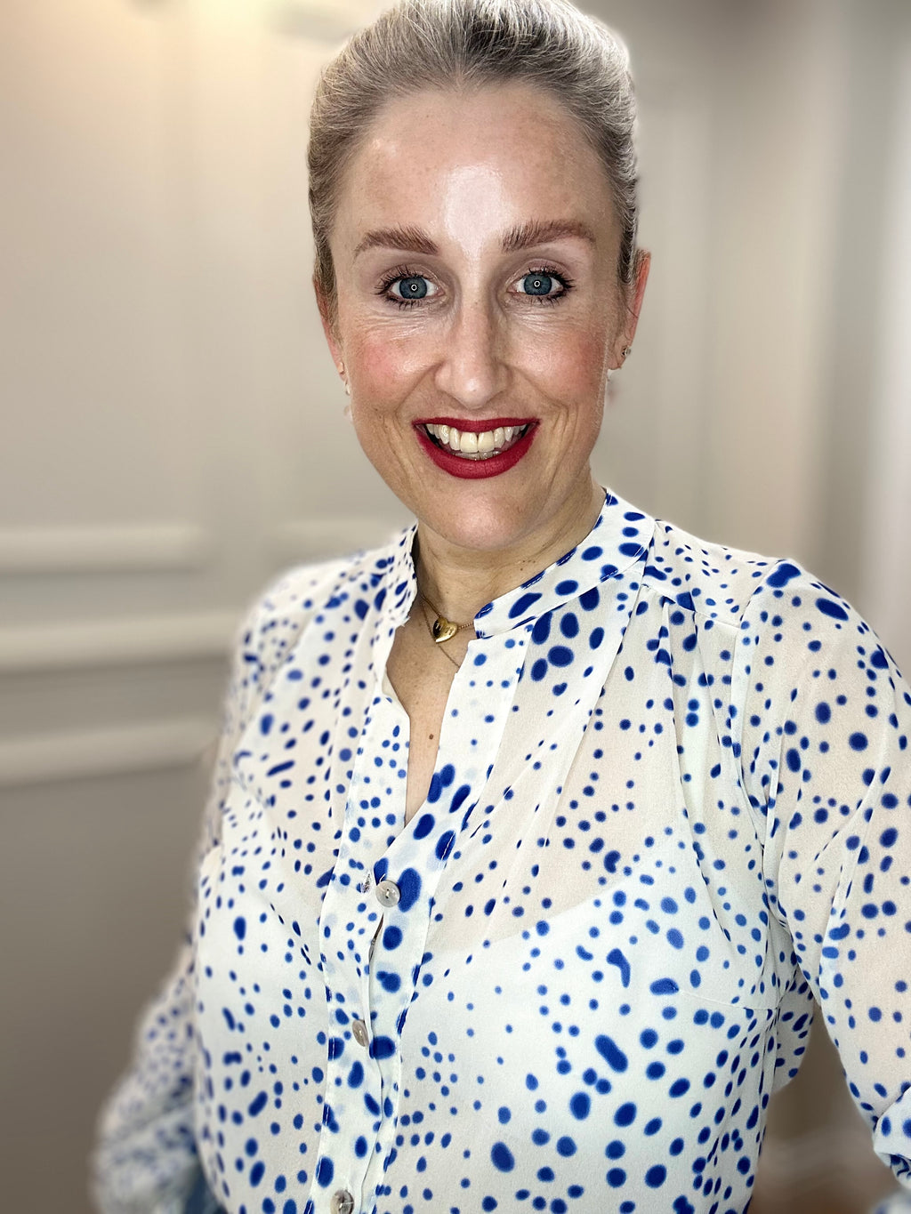 Maggie Blouse, Cobalt Blue Spot