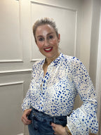 Maggie Blouse, Cobalt Blue Spot