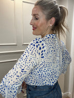 Maggie Blouse, Cobalt Blue Spot