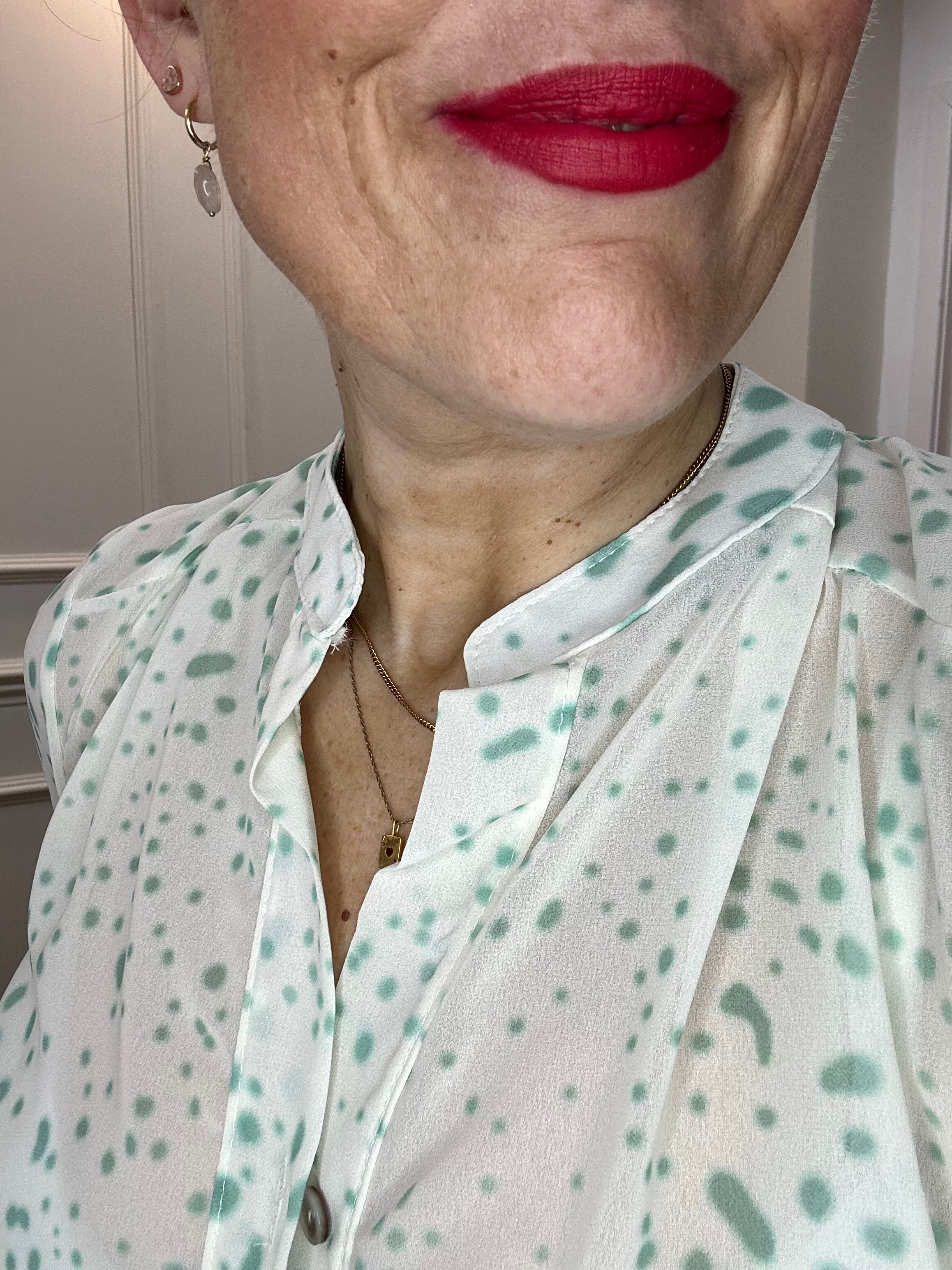 Maggie Blouse, Moss Green Spot